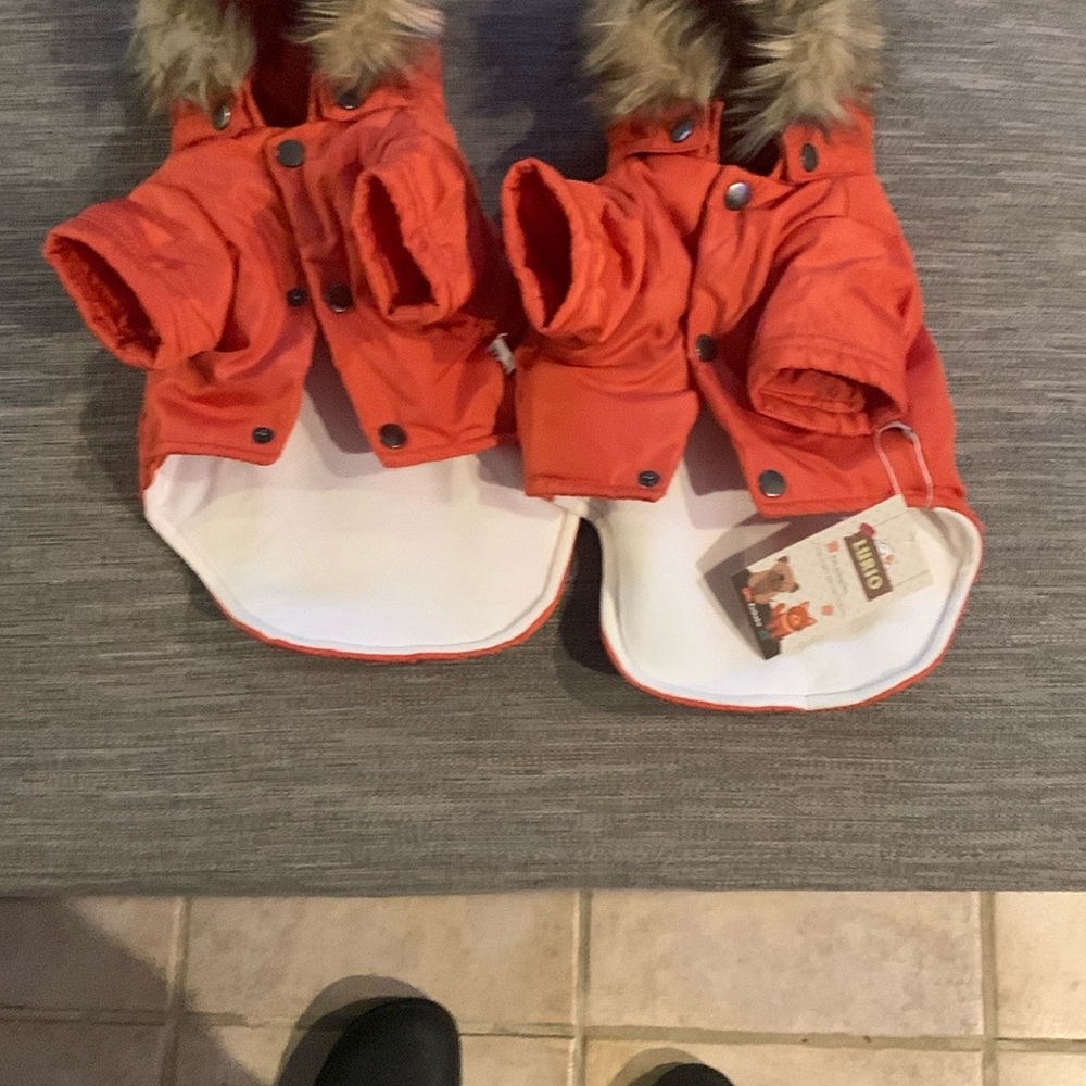 Red Dog Jacket with Faux Fur Trim